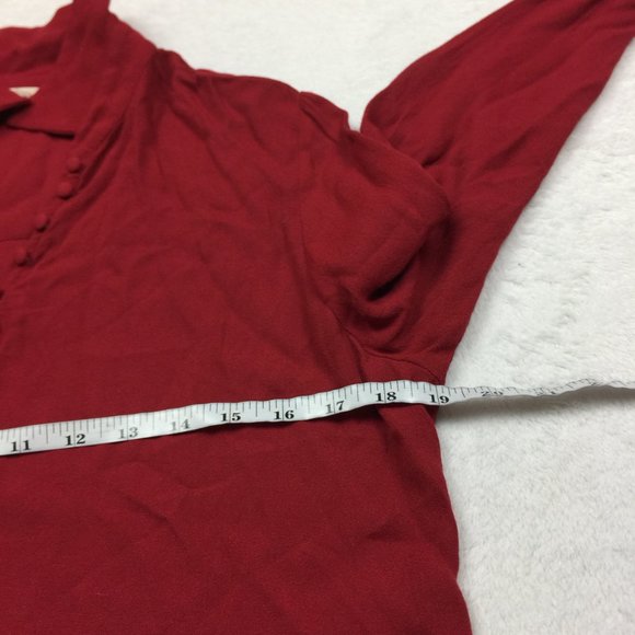 Soft Surroundings Blouse Top Size PS Womans Petite Red Button Front Long Sleeve - Picture 13 of 15